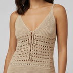 Women's V-Neck Crochet Tunic Top