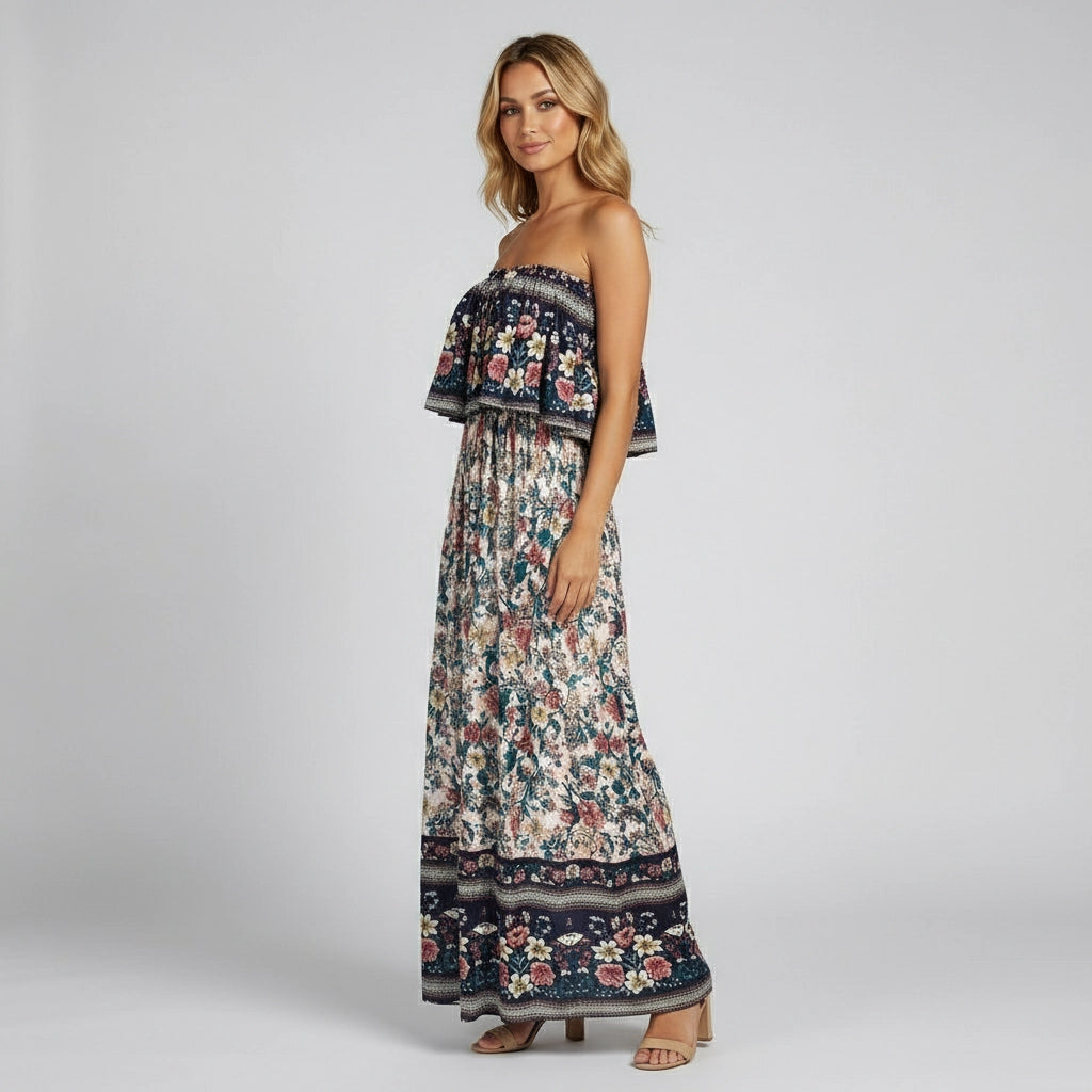 Women's Bohemian Strapless Maxi Dress