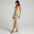 Floral Slip Midi Dress With Side Slit