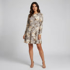 Women's Long Sleeve Midi Dress With Crew Neckline