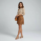 Women’s Western-Style High-Waist Fringe Mini Skirt