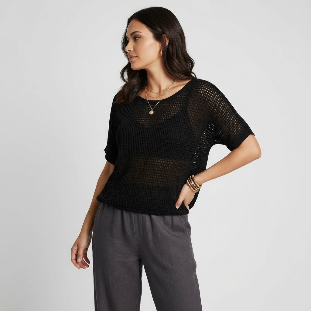 Women's Mesh Knit Boxy Top