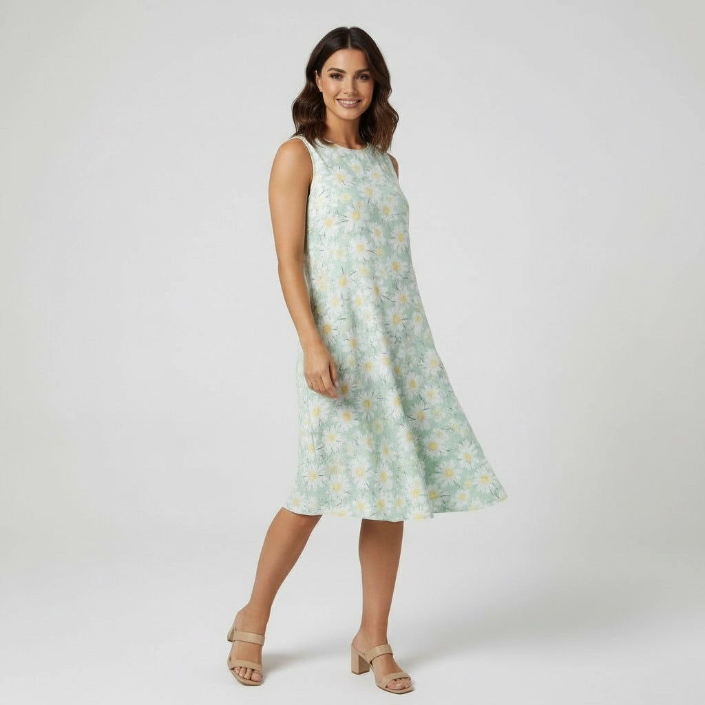 Women's Crew Neckline Sleeveless Midi Dress