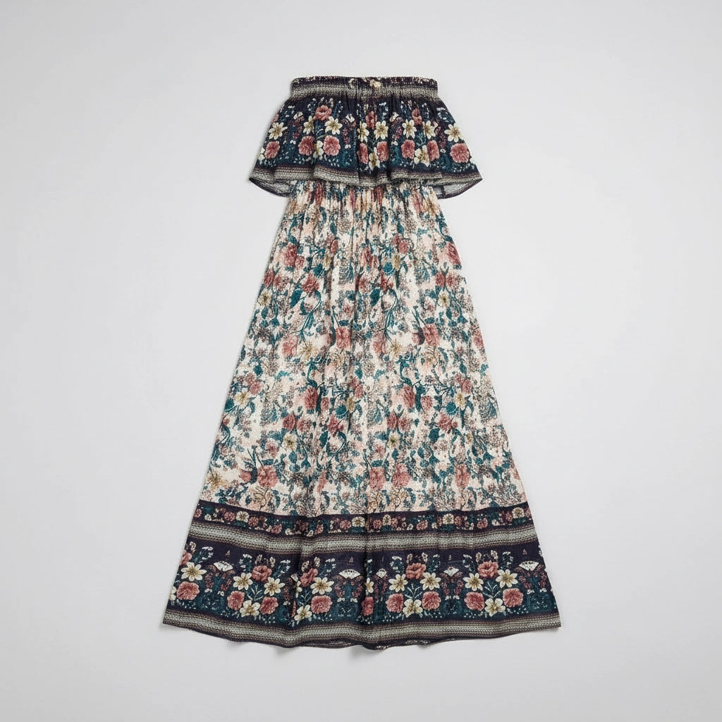 Women's Bohemian Strapless Maxi Dress