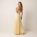 Lace A-Line Corset Dress Formal Yellow 1