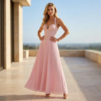 Lace A-Line Corset Dress Formal Pink 2