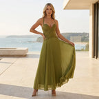 Lace A-Line Corset Dress Formal Green 3