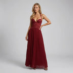 Lace A-Line Corset Dress Formal Red 8