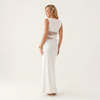 Lace Formal Cut Out Dress White 1