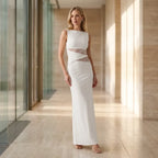Lace Formal Cut Out Dress White 2