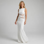 Lace Formal Cut Out Dress White 5
