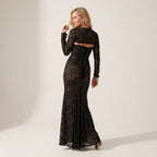 Lace Square Neck Slip Maxi Dress Black 3