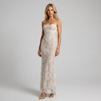 Lace Square Neck Slip Maxi Dress White 4