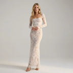 Lace Square Neck Slip Maxi Dress White 5