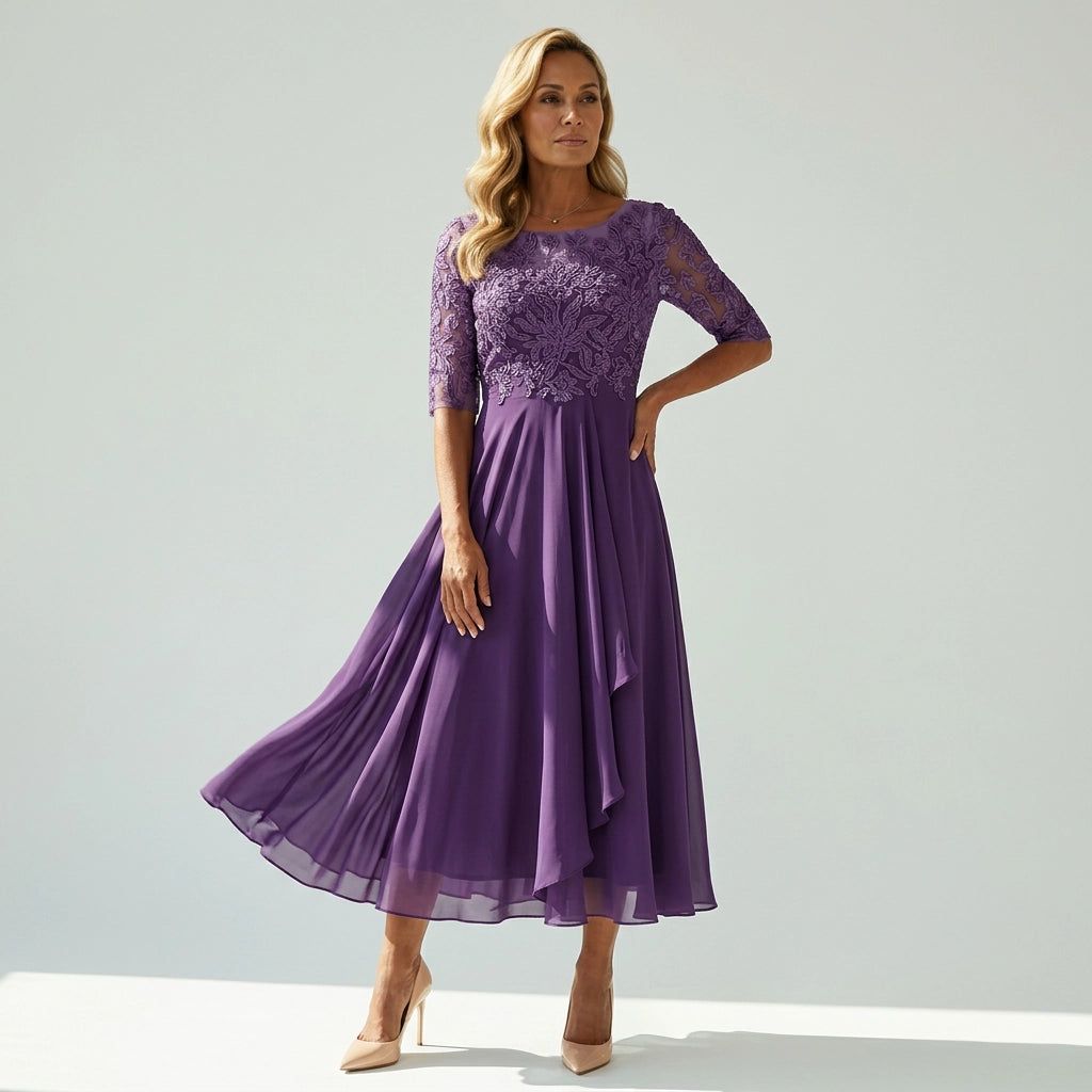 Lace Tulle Midi Dress for Wedding Guests - lace tulle midi dress for wedding guests 1
