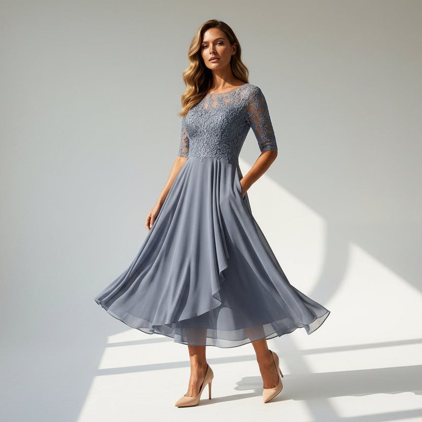 Lace Tulle Midi Dress for Wedding Guests - lace tulle midi dress for wedding guests 2