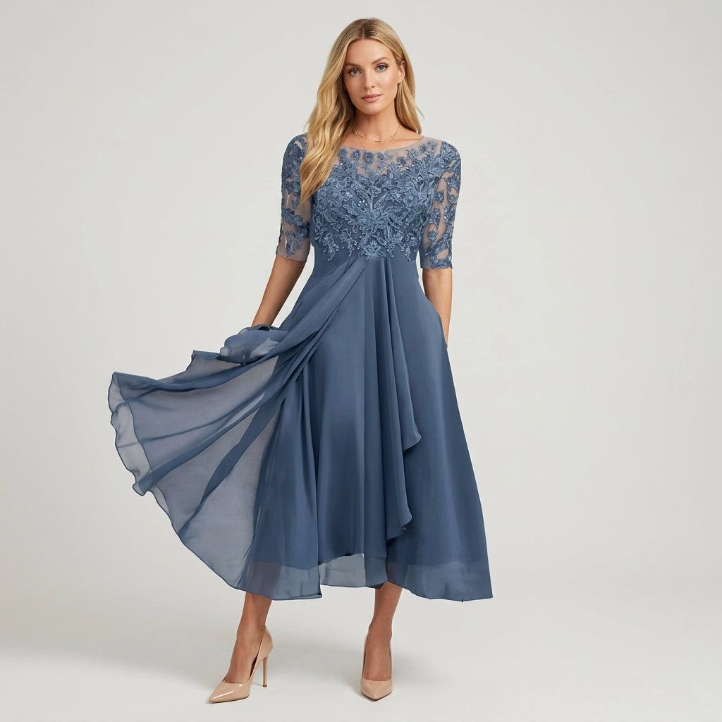 Lace Tulle Midi Dress for Wedding Guests - lace tulle midi dress for wedding guests 4