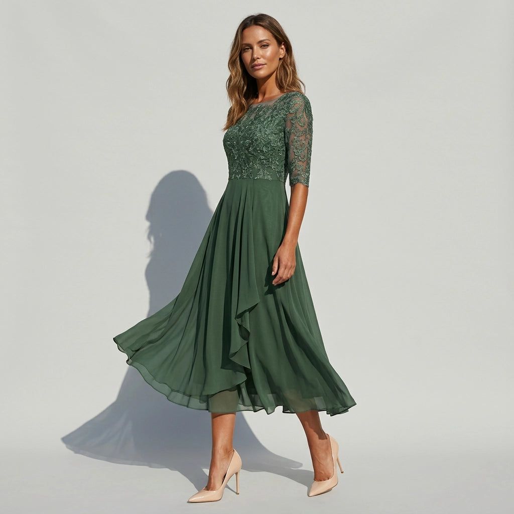 Lace Tulle Midi Dress for Wedding Guests - lace tulle midi dress for wedding guests 5