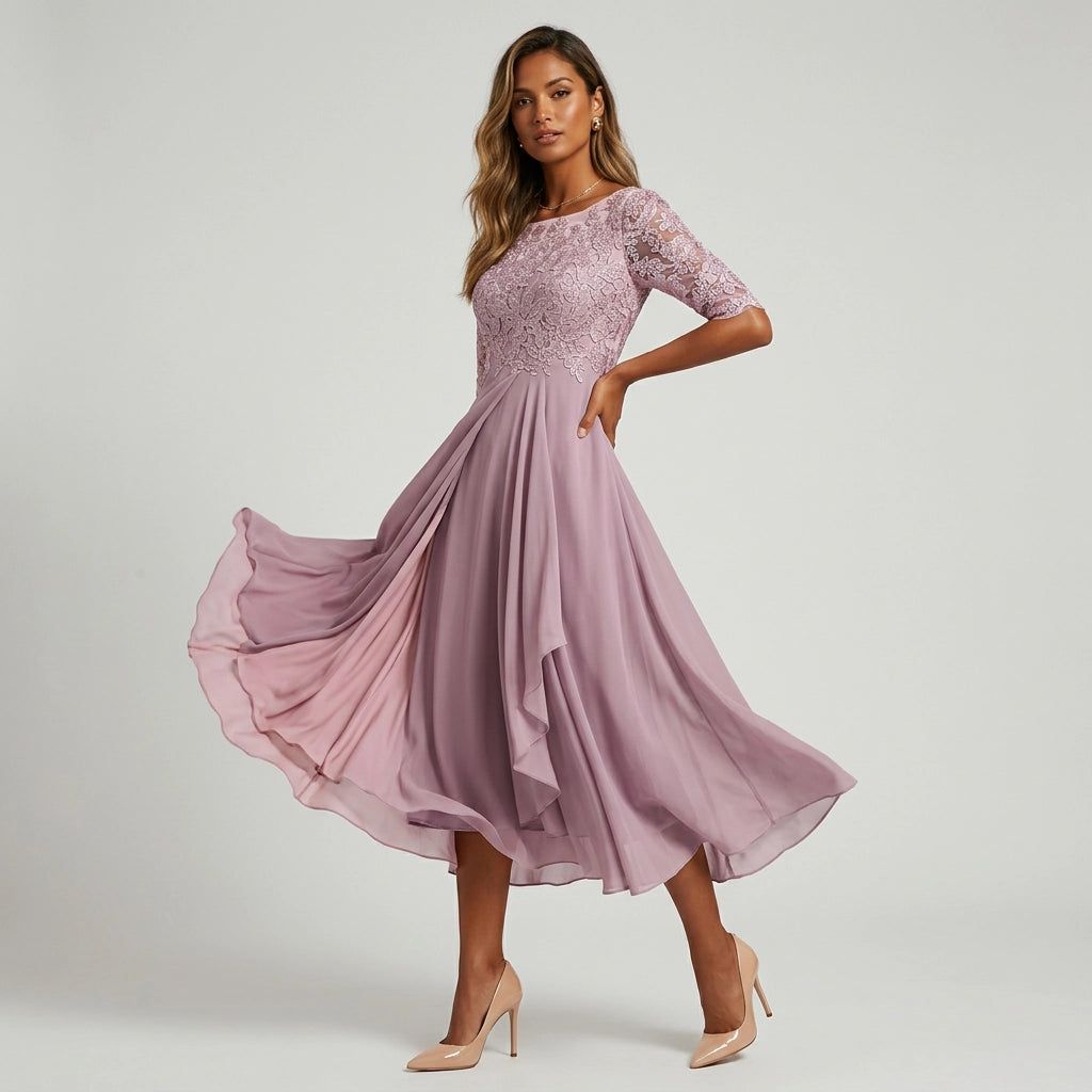 Lace Tulle Midi Dress for Wedding Guests - lace tulle midi dress for wedding guests 7