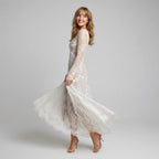 Lace Trumpet Maxi Wedding Guest Dress White 4