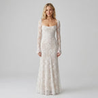 Lace Trumpet Maxi Wedding Guest Dress White 6