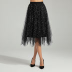Layered Tulle Skirt with Stars Black 4