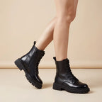 Leather Ankle Boots with Zipper Black 2