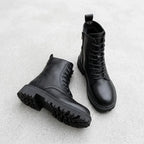 Leather Ankle Boots with Zipper Black 4