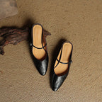 Leather Closed Toe Clogs with Buckle Detail Black 1