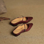 Leather Closed Toe Clogs with Buckle Detail Dark Red 10