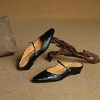 Leather Closed Toe Clogs with Buckle Detail Black 2