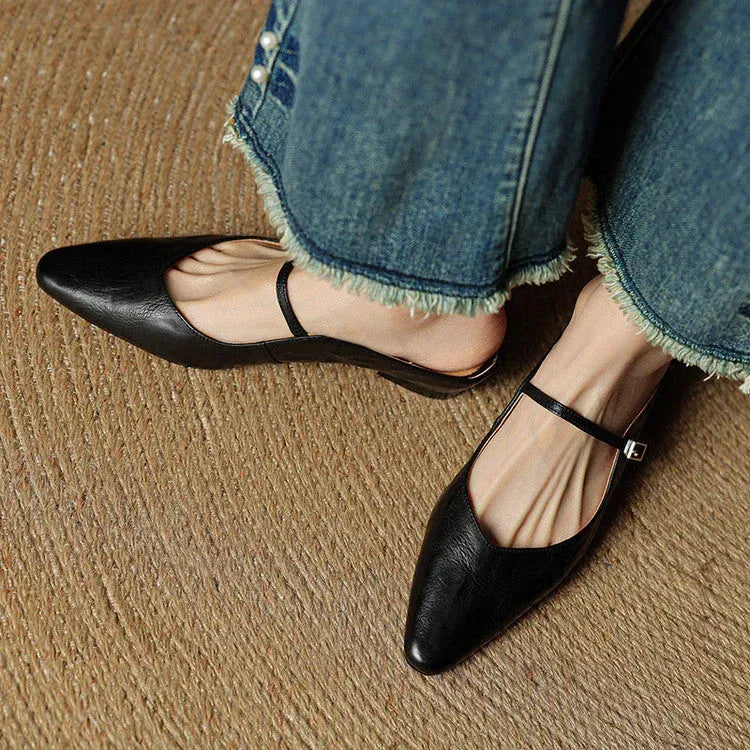 Leather Closed Toe Clogs with Buckle Detail Black 3
