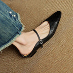Leather Closed Toe Clogs with Buckle Detail Black 4