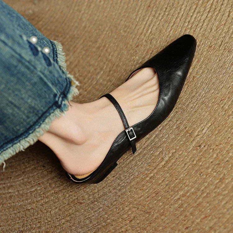 Leather Closed Toe Clogs with Buckle Detail Black 4
