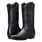 Leather Cowboy Boots with Pointed Toe Black 12