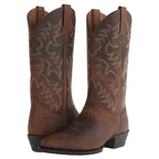 Leather Cowboy Boots with Pointed Toe Brown 3