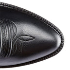 Leather Cowboy Boots with Pointed Toe Black 6