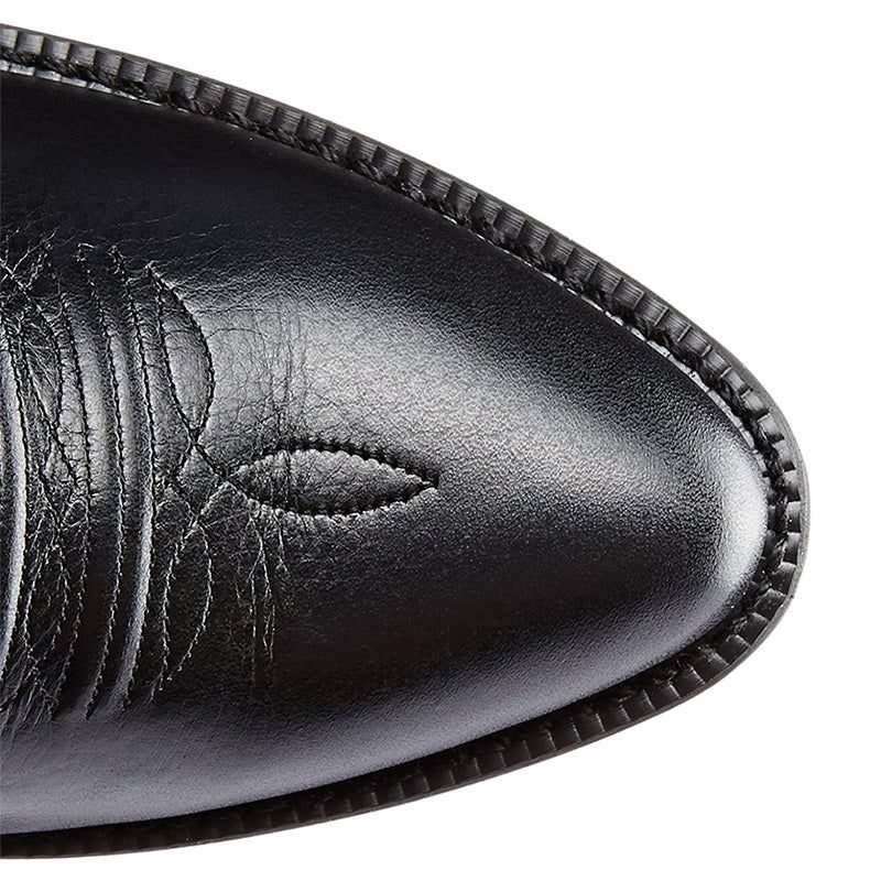 Leather Cowboy Boots with Pointed Toe Black 6