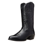 Leather Cowboy Boots with Pointed Toe Black 7