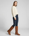 Leather Mid Calf Boots with Round Toe Light Brown 1
