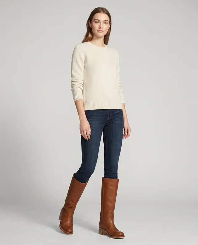 Leather Mid Calf Boots with Round Toe Light Brown 2
