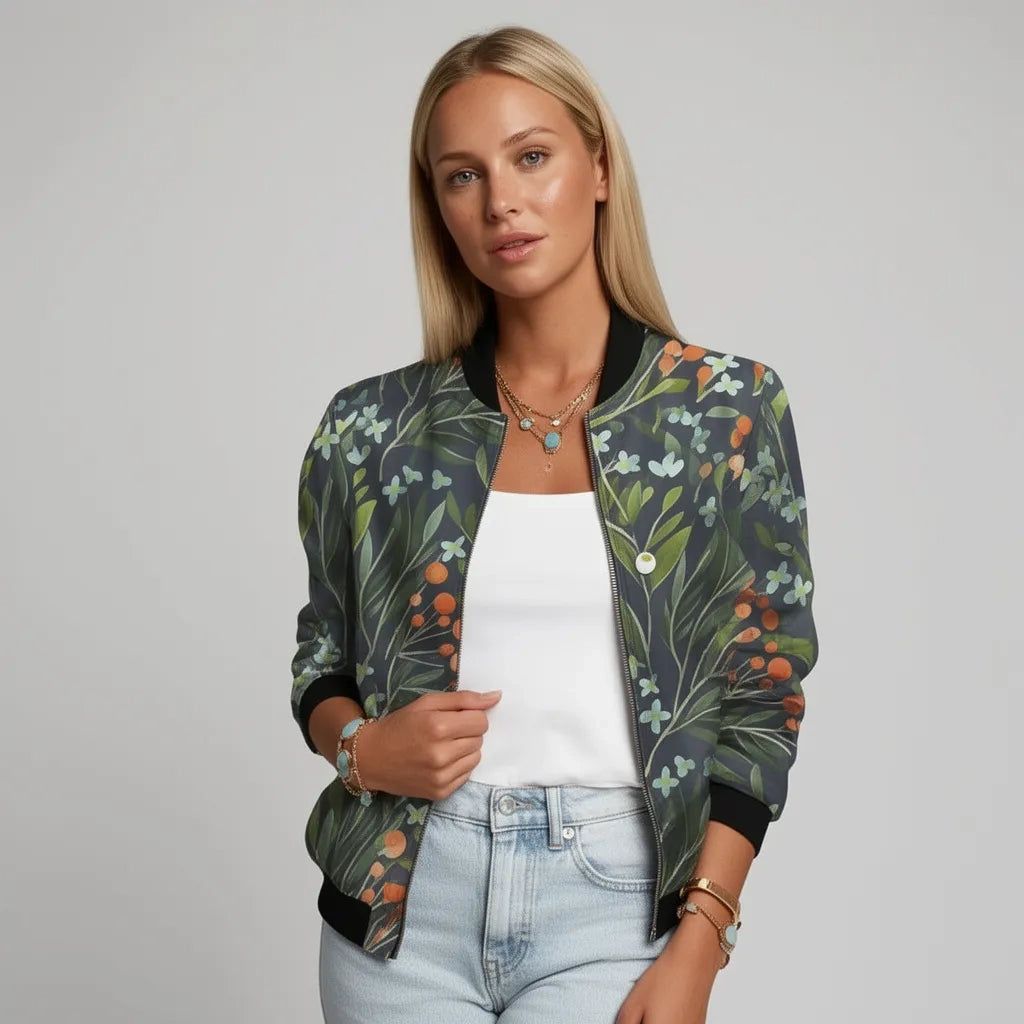 Lightweight Women's Colourful Jacket with Cuffs and Zip in Grey – 1
