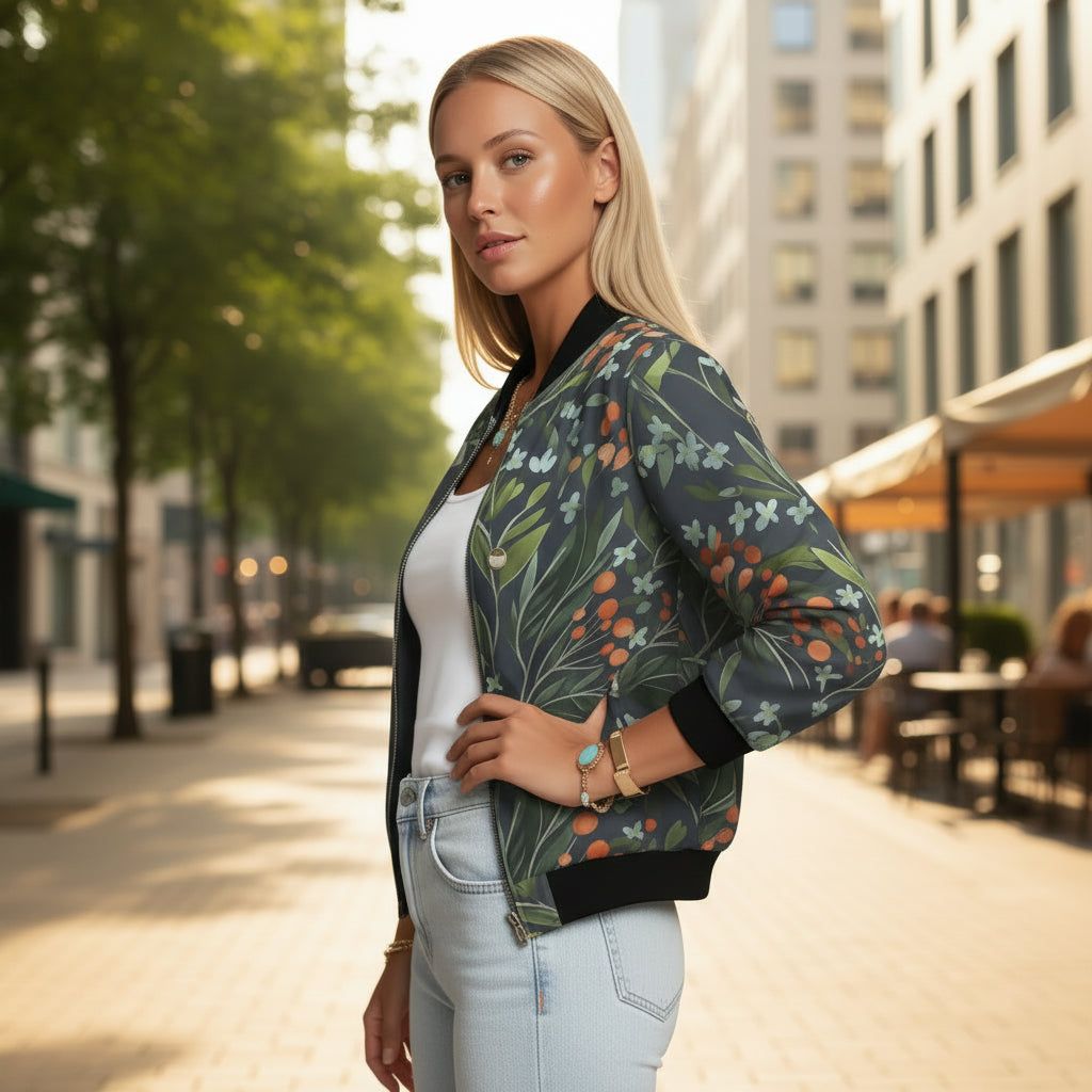 Lightweight Women's Colourful Jacket with Cuffs and Zip in Green – 10