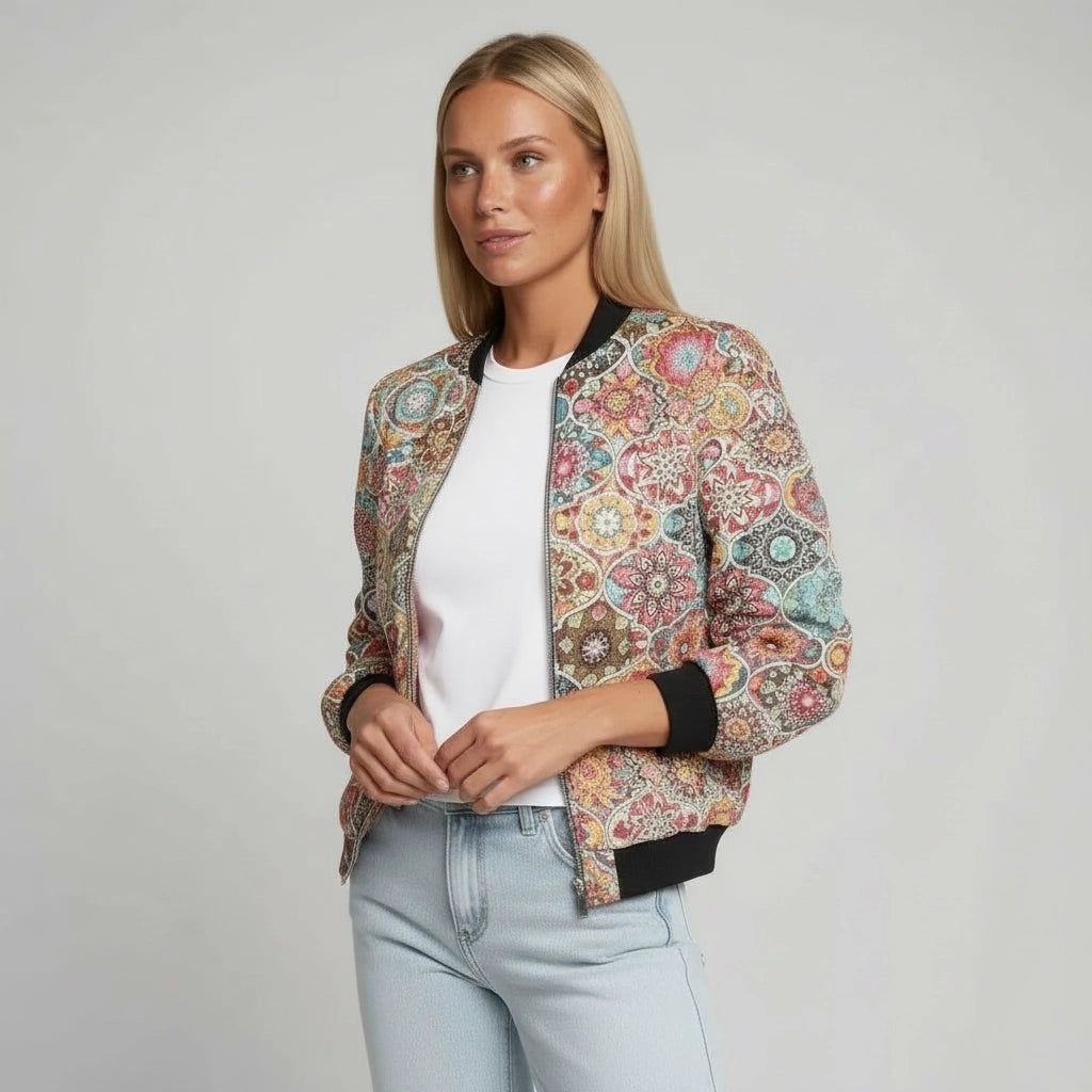 Lightweight Women's Colourful Jacket with Cuffs and Zip in Pink – 11