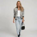 Lightweight Women's Colourful Jacket with Cuffs and Zip in Grey – 4