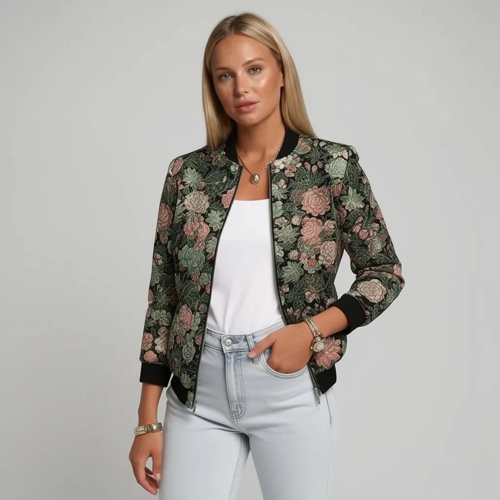 Lightweight Women's Colourful Jacket with Cuffs and Zip in Black – 7