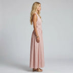 Flowy Maxi Halter Dress for Summer Pink 1
