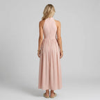 Flowy Maxi Halter Dress for Summer Pink 5