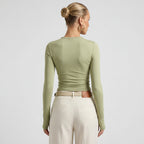 Tight Long Sleeve Basic Top Green 1