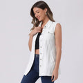 Longline Denim Vest with Buttons White 11